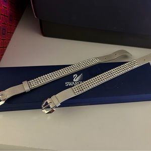 Swarovski Leather Bracelets (Two) Silver New